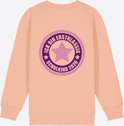 Kinder Sweatshirt Einschulung 2026 – Ich bin erstklassig Rosa - Fraiche Peche