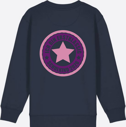 Kinder Sweatshirt Einschulung 2026 – Ich bin erstklassig Rosa - French Navy
