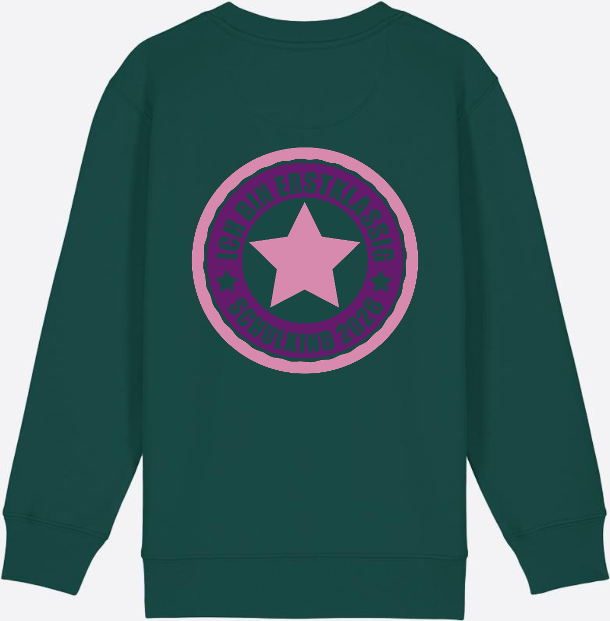 Kinder Sweatshirt Einschulung 2026 – Ich bin erstklassig Rosa - Glazed Green