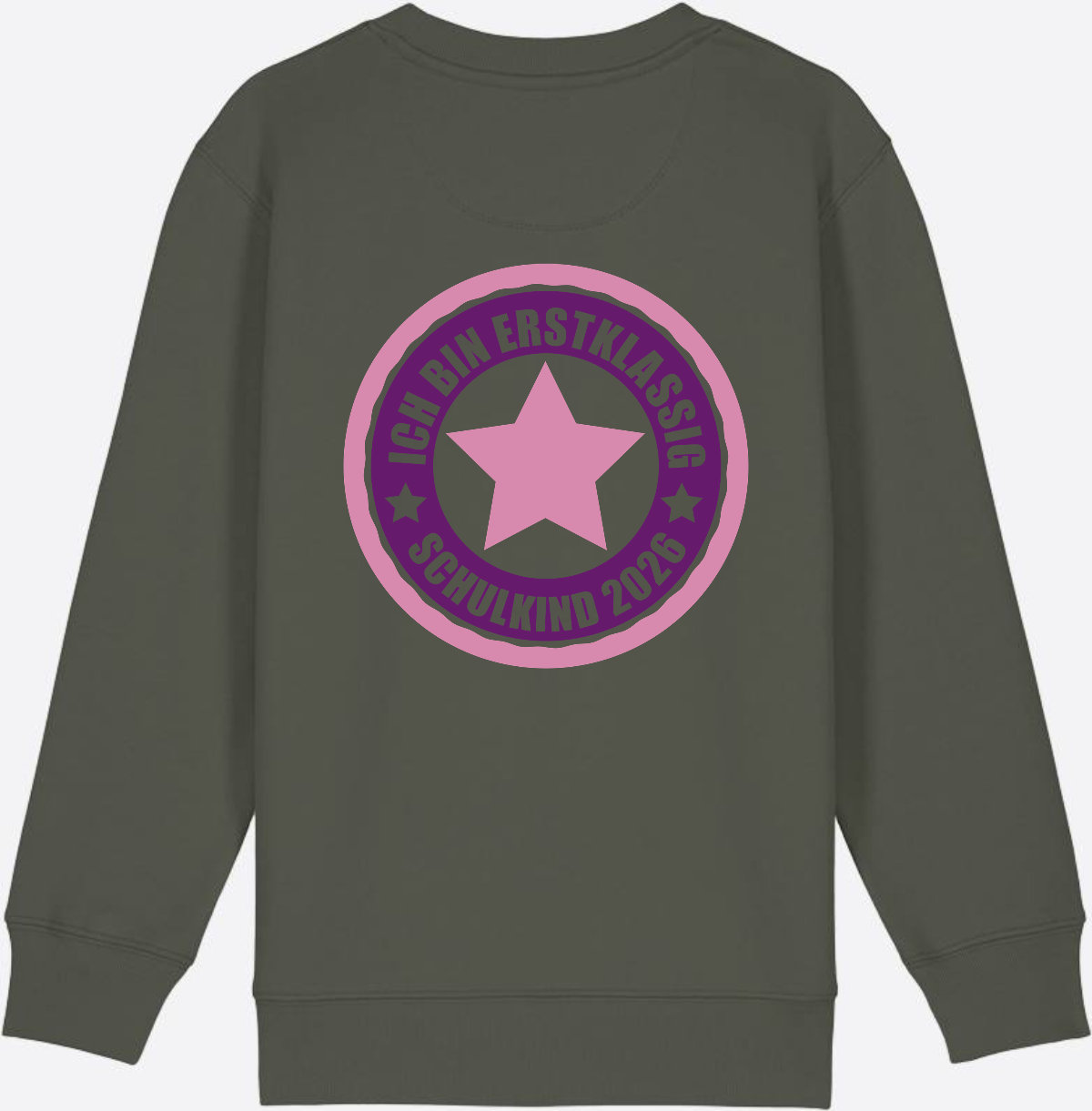 Kinder Sweatshirt Einschulung 2026 – Ich bin erstklassig Rosa - Khaki