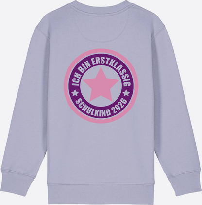 Kinder Sweatshirt Einschulung 2026 – Ich bin erstklassig Rosa - Lavender