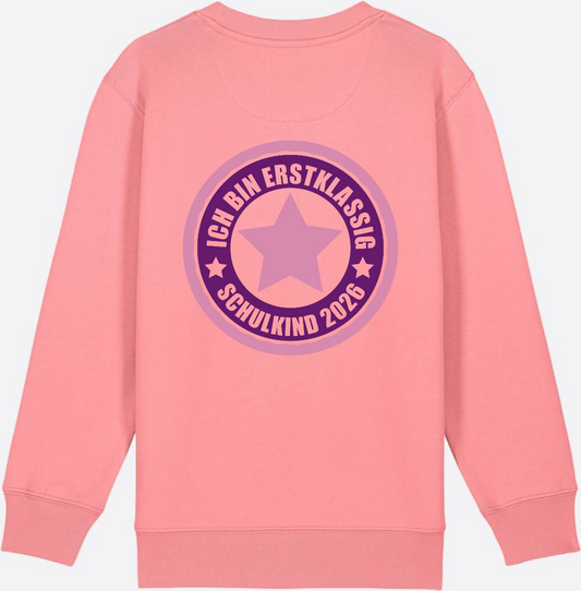 Kinder Sweatshirt Einschulung 2026 – Ich bin erstklassig Rosa - Pink Joy