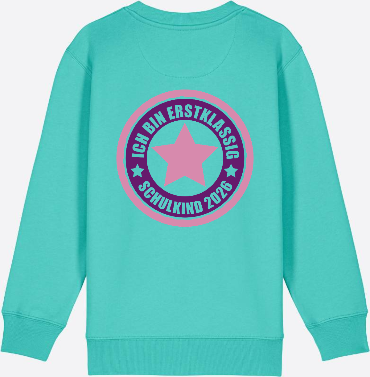 Kinder Sweatshirt Einschulung 2026 – Ich bin erstklassig Rosa - Pool Blue