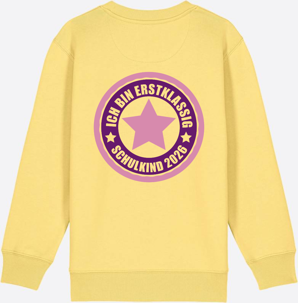 Kinder Sweatshirt Einschulung 2026 – Ich bin erstklassig Rosa - Viva Yellow