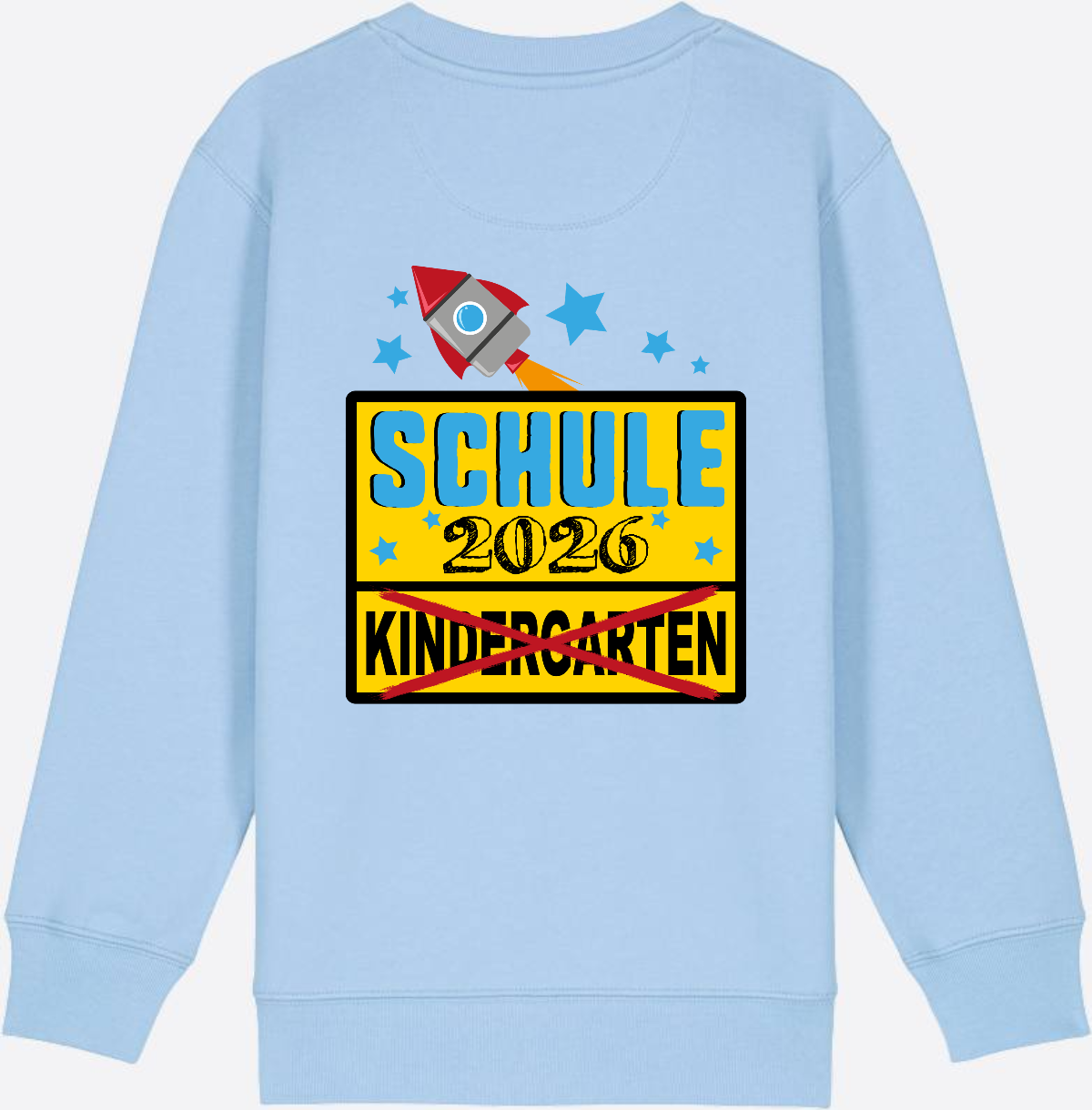 Kinder Sweatshirt Einschulung 2026 - Ortsschild Rakete mit Name - Blue Soul