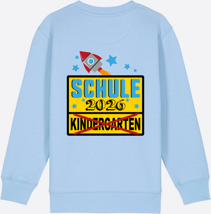 Kinder Sweatshirt Einschulung 2026 - Ortsschild Rakete mit Name - Blue Soul