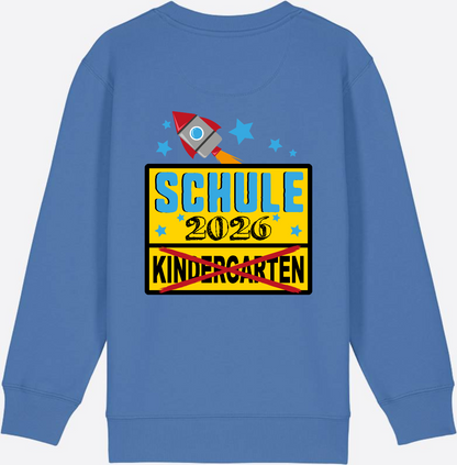 Kinder Sweatshirt Einschulung 2026 - Ortsschild Rakete mit Name - Bright Blue