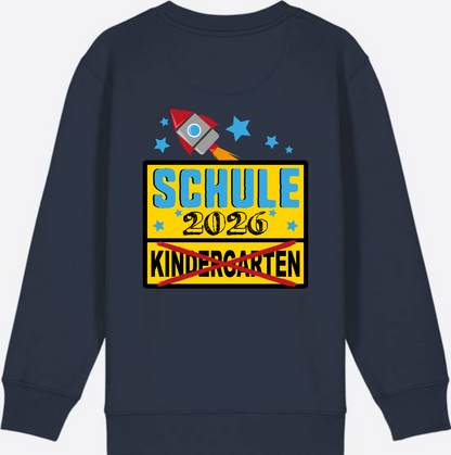 Kinder Sweatshirt Einschulung 2026 - Ortsschild Rakete mit Name - French Navy