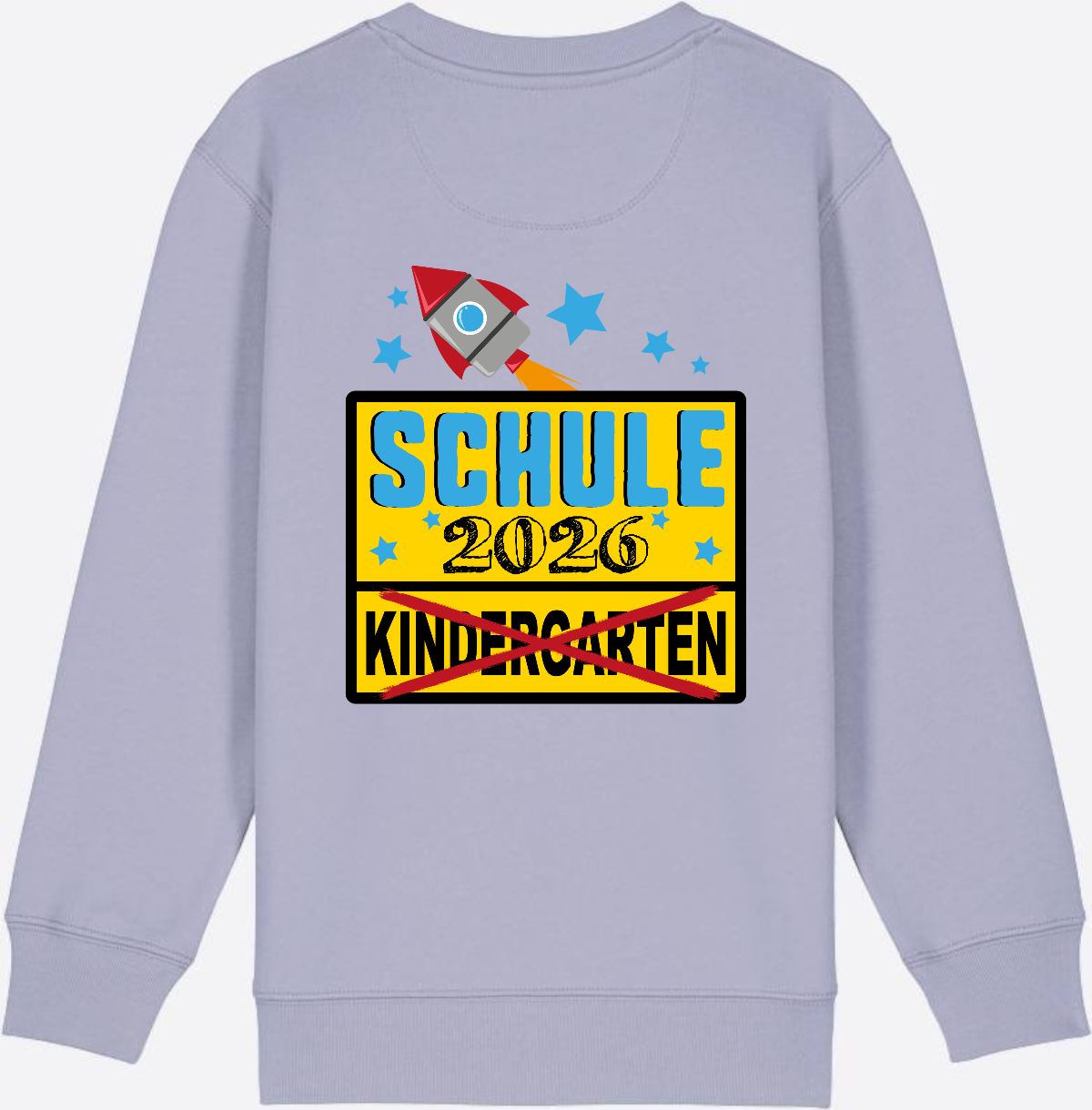 Kinder Sweatshirt Einschulung 2026 - Ortsschild Rakete mit Name - Lavender