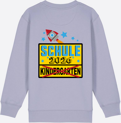 Kinder Sweatshirt Einschulung 2026 - Ortsschild Rakete mit Name - Lavender
