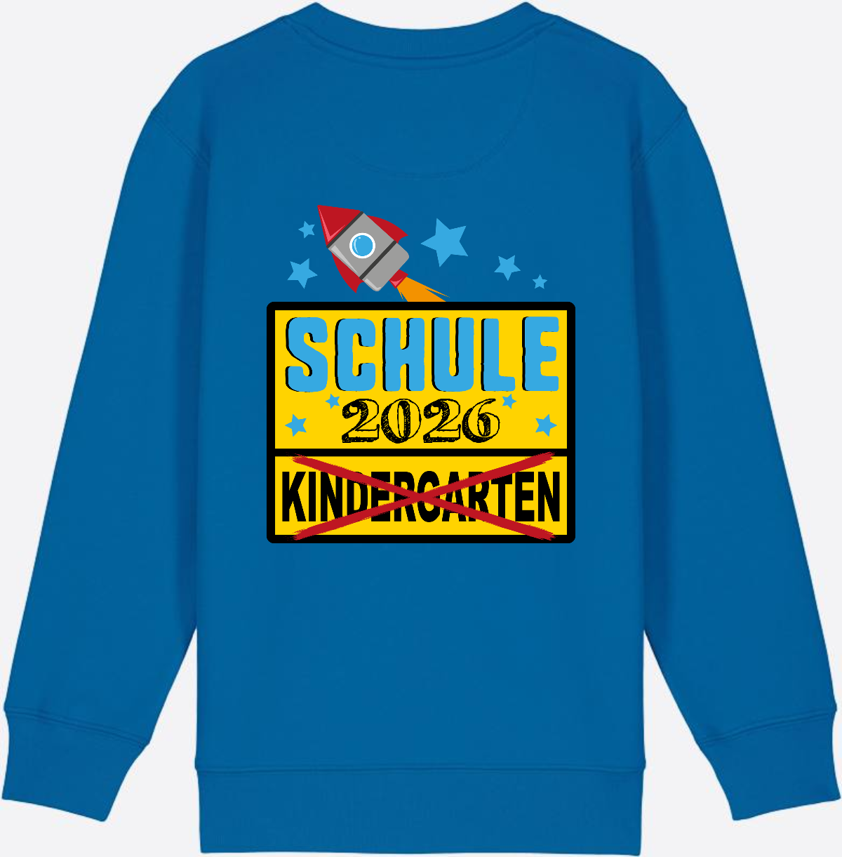 Kinder Sweatshirt Einschulung 2026 - Ortsschild Rakete mit Name - Royal Blue