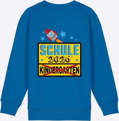 Kinder Sweatshirt Einschulung 2026 - Ortsschild Rakete mit Name - Royal Blue