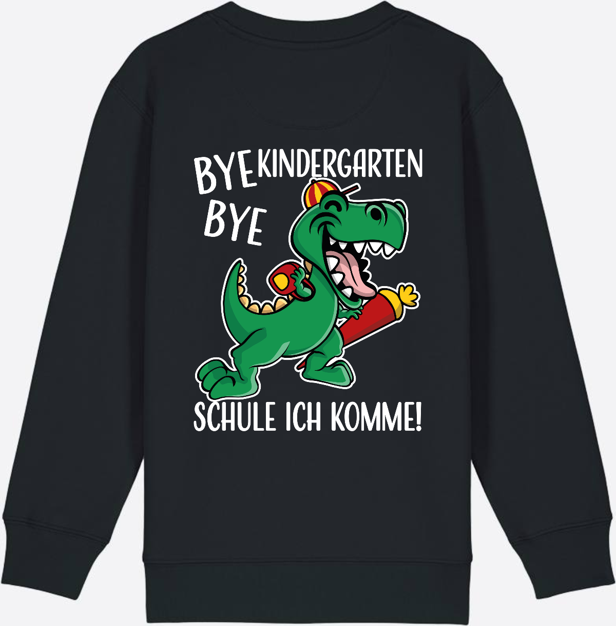 Kinder Sweatshirt Einschulung - Bye Bye Kindergarten Dino - Black