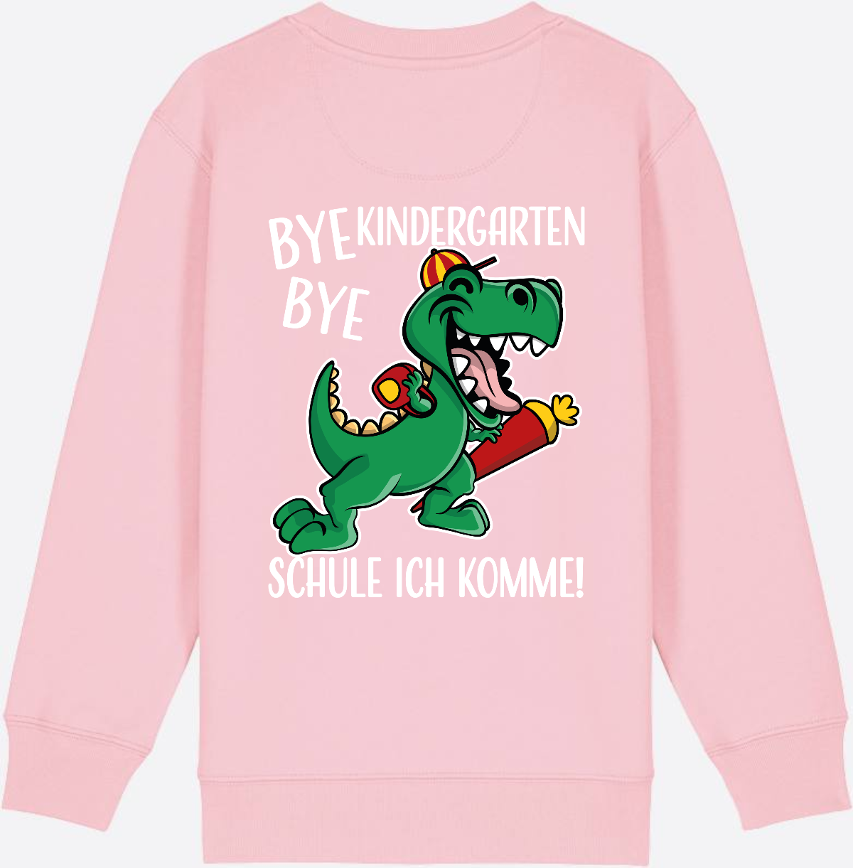 Kinder Sweatshirt Einschulung - Bye Bye Kindergarten Dino - Cotton Pink