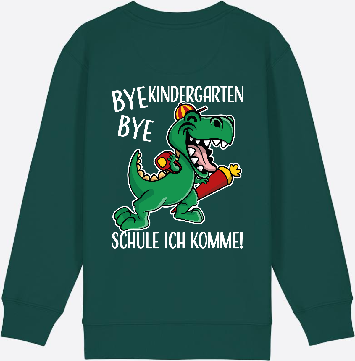 Kinder Sweatshirt Einschulung - Bye Bye Kindergarten Dino - Glazed Green
