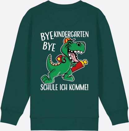 Kinder Sweatshirt Einschulung - Bye Bye Kindergarten Dino - Glazed Green