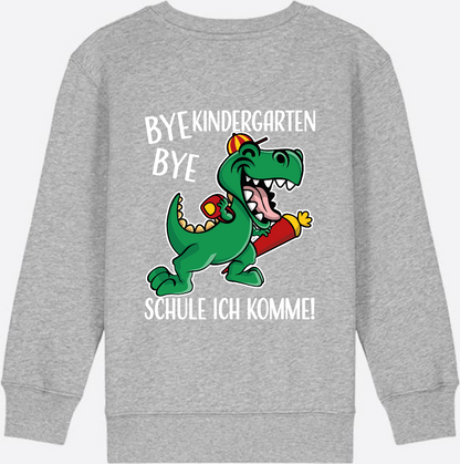 Kinder Sweatshirt Einschulung - Bye Bye Kindergarten Dino - Heather Grey