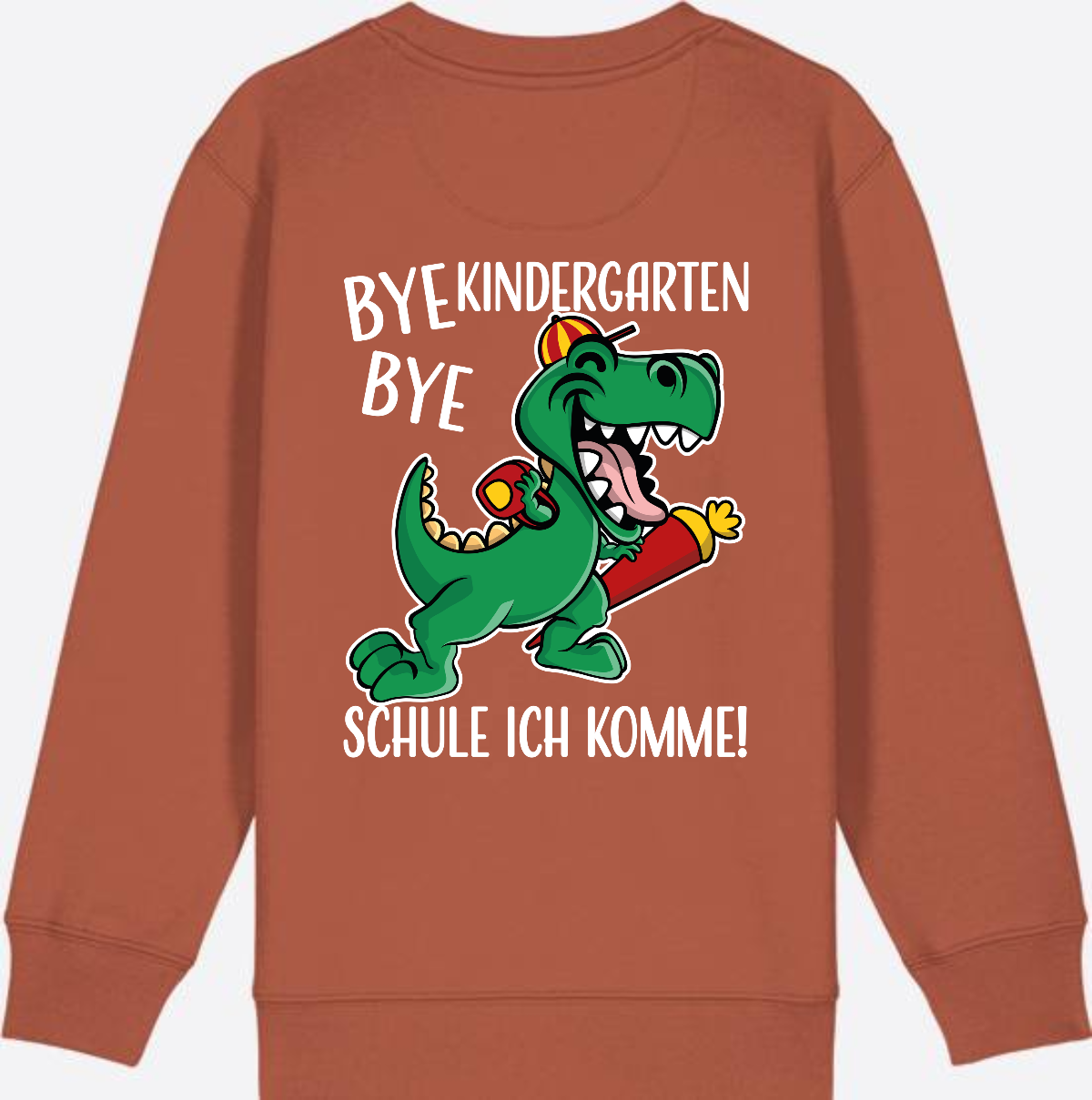 Kinder Sweatshirt Einschulung - Bye Bye Kindergarten Dino - Heritage Brown