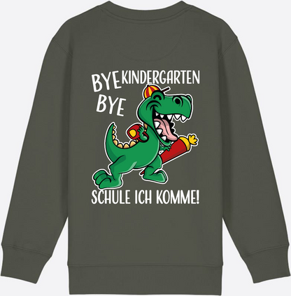 Kinder Sweatshirt Einschulung - Bye Bye Kindergarten Dino - Khaki