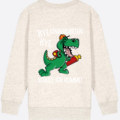Kinder Sweatshirt Einschulung - Bye Bye Kindergarten Dino - Natural Raw