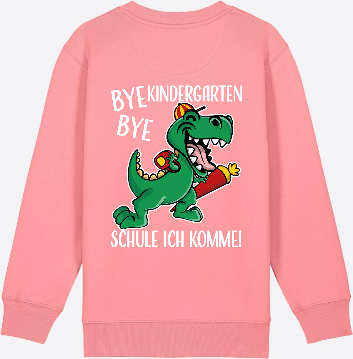 Kinder Sweatshirt Einschulung - Bye Bye Kindergarten Dino - Pink Joy