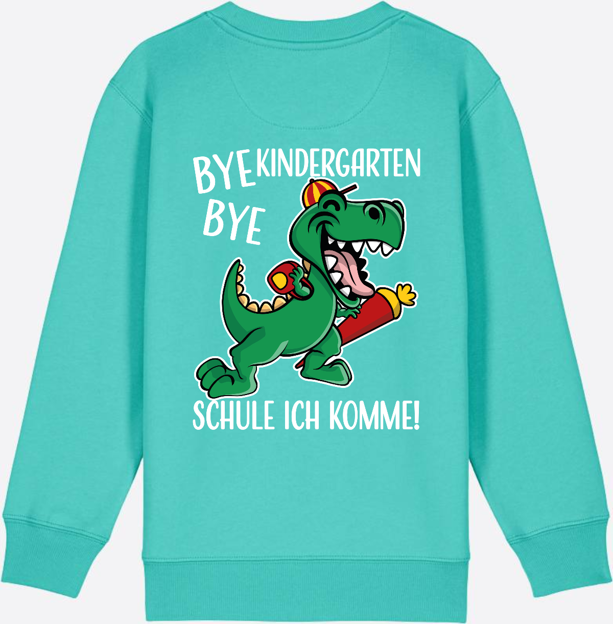 Kinder Sweatshirt Einschulung - Bye Bye Kindergarten Dino - Pool Blue
