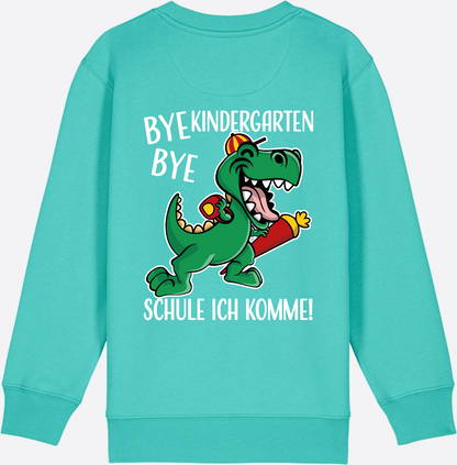Kinder Sweatshirt Einschulung - Bye Bye Kindergarten Dino - Pool Blue