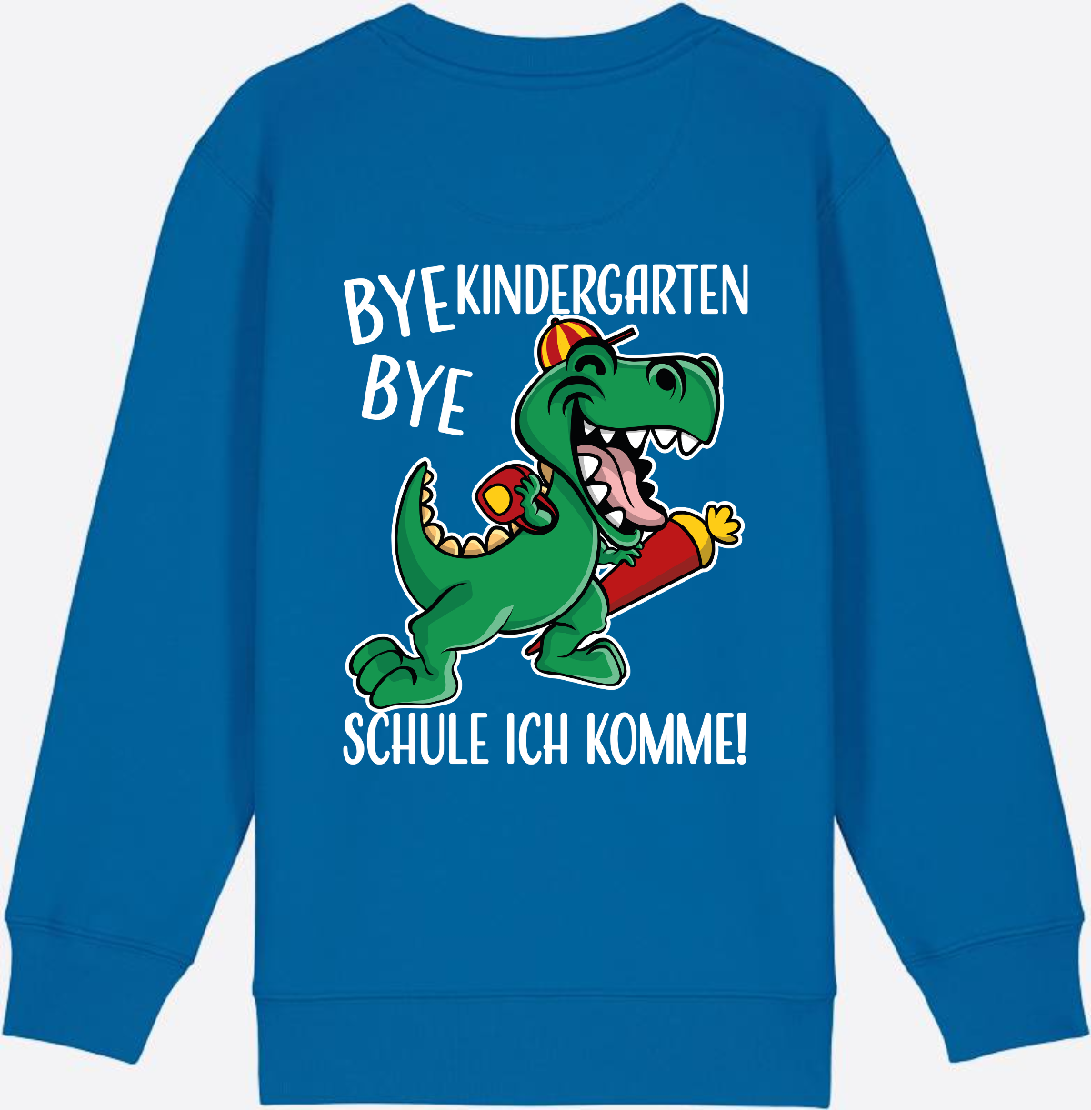 Kinder Sweatshirt Einschulung - Bye Bye Kindergarten Dino - Royal Blue