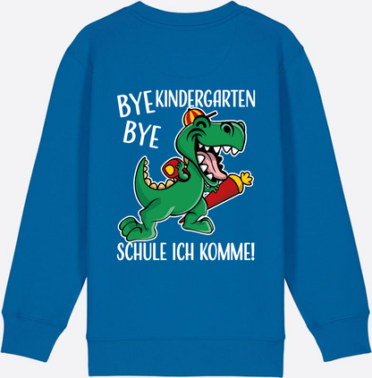 Kinder Sweatshirt Einschulung - Bye Bye Kindergarten Dino - Royal Blue