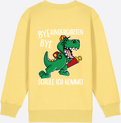 Kinder Sweatshirt Einschulung - Bye Bye Kindergarten Dino - Viva Yellow