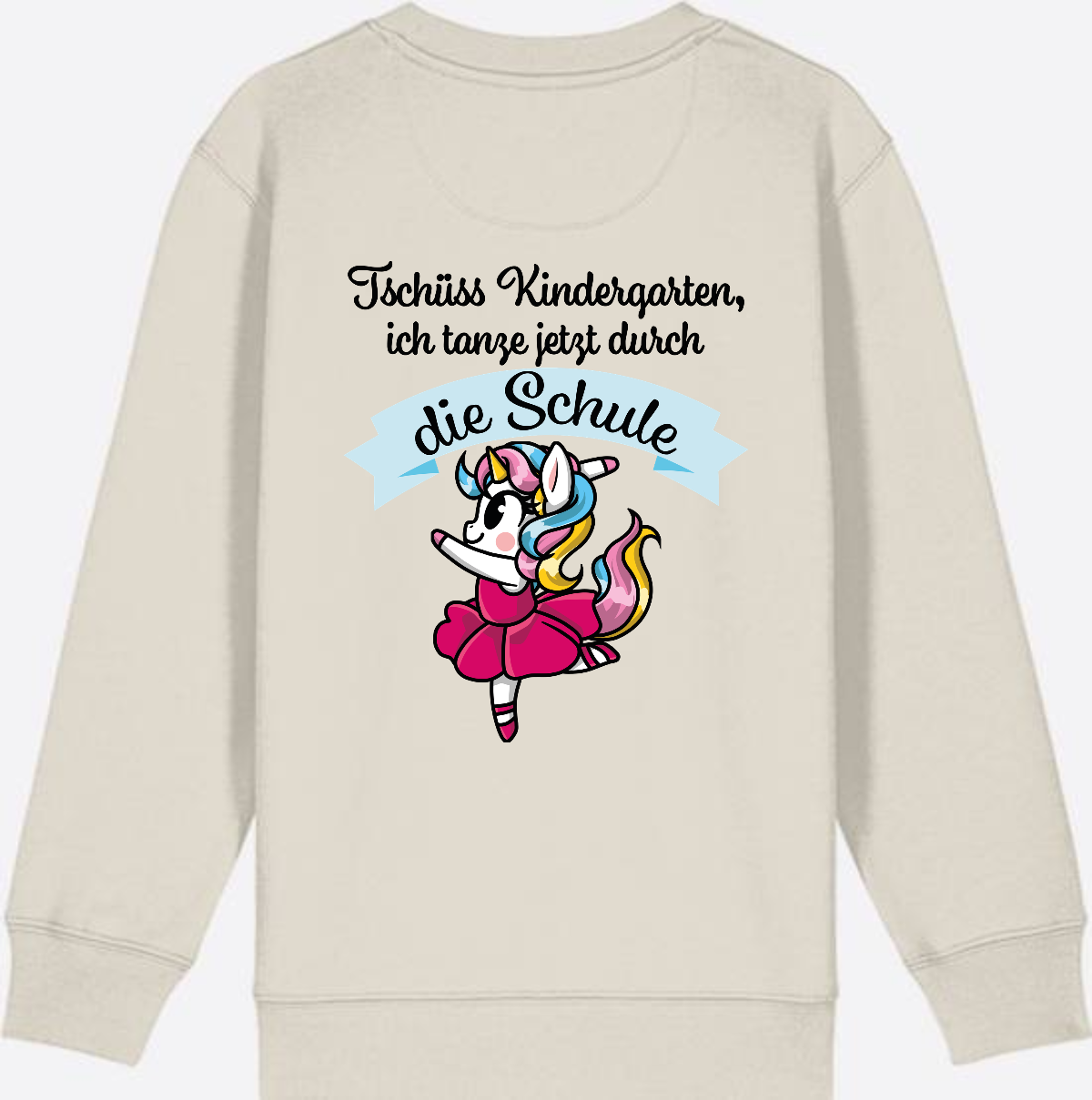 Kinder Sweatshirt Einschulung – Einhorn Ballett mit Name - Eco Heather