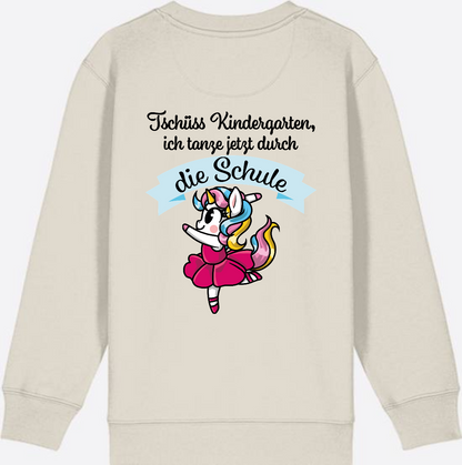 Kinder Sweatshirt Einschulung – Einhorn Ballett mit Name - Eco Heather
