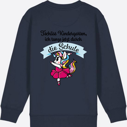 Kinder Sweatshirt Einschulung – Einhorn Ballett mit Name - French Navy