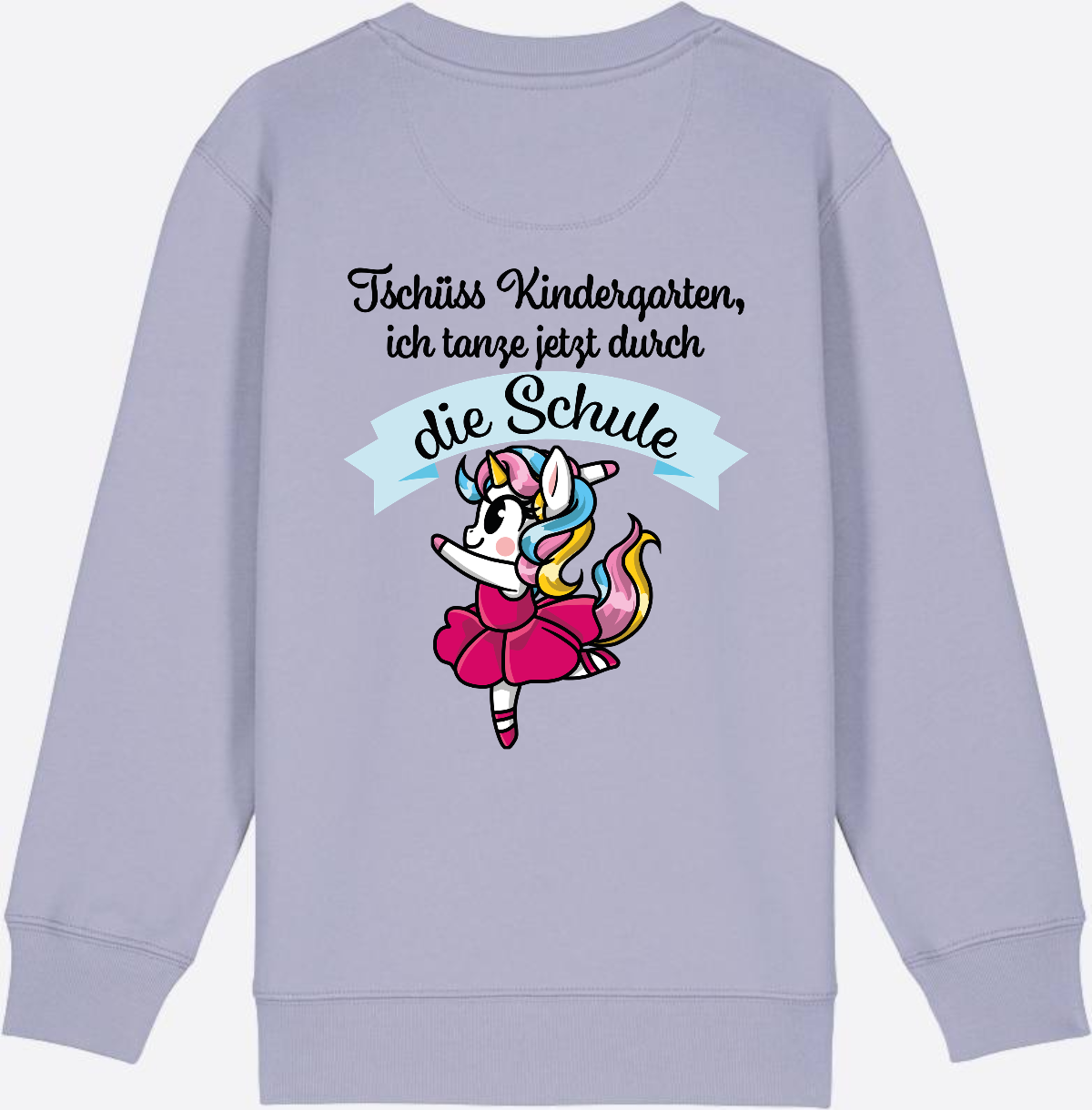 Kinder Sweatshirt Einschulung – Einhorn Ballett mit Name - Lavender