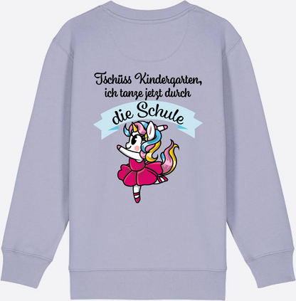 Kinder Sweatshirt Einschulung – Einhorn Ballett mit Name - Lavender