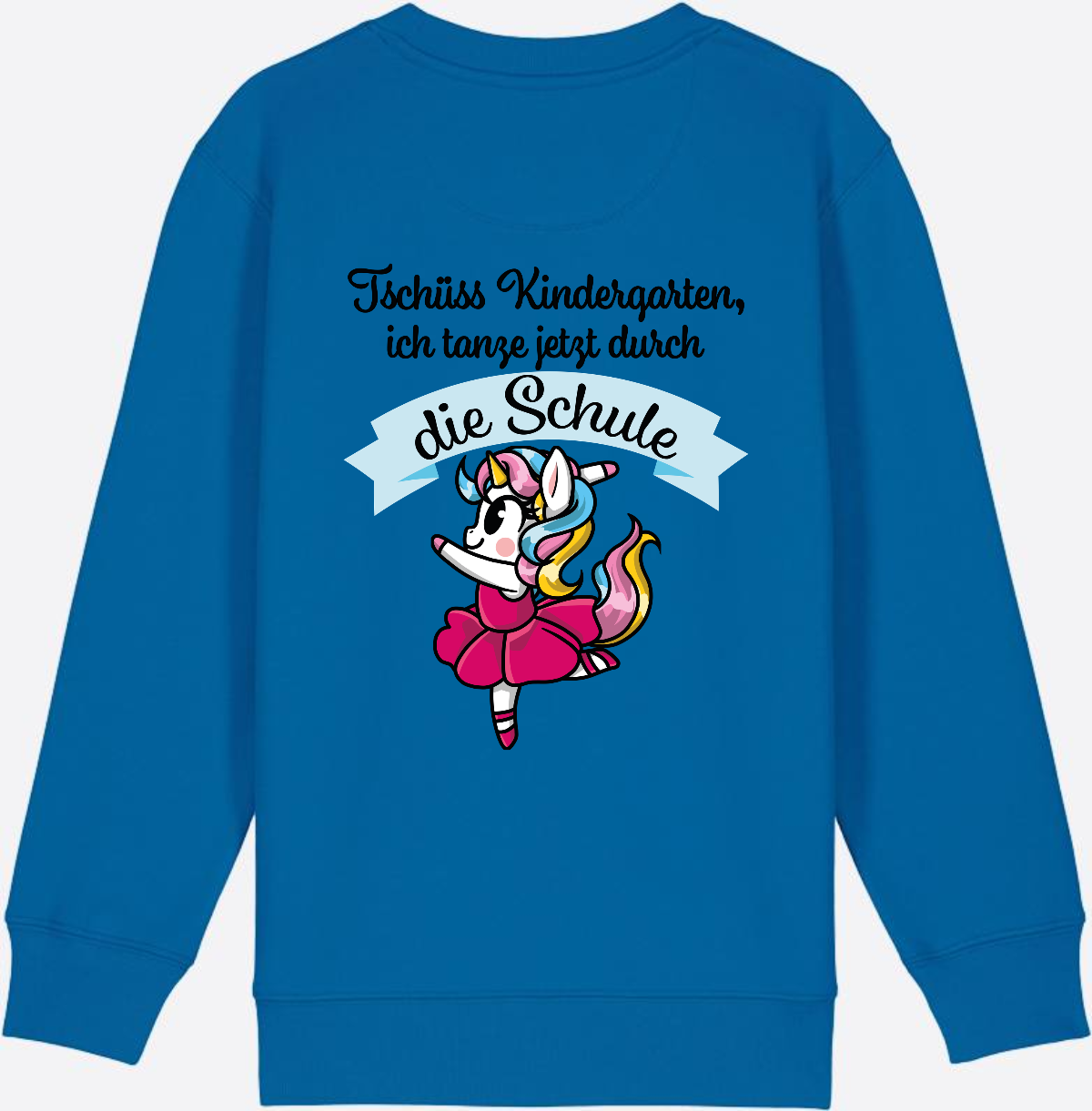 Kinder Sweatshirt Einschulung – Einhorn Ballett mit Name - Royal Blue