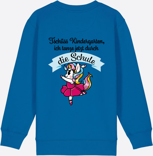 Kinder Sweatshirt Einschulung – Einhorn Ballett mit Name - Royal Blue