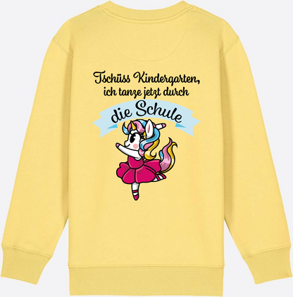 Kinder Sweatshirt Einschulung – Einhorn Ballett mit Name - Viva Yellow