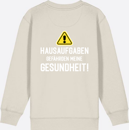 Kinder Sweatshirt Einschulung: Hausaufgaben Warnschild - Eco Heather