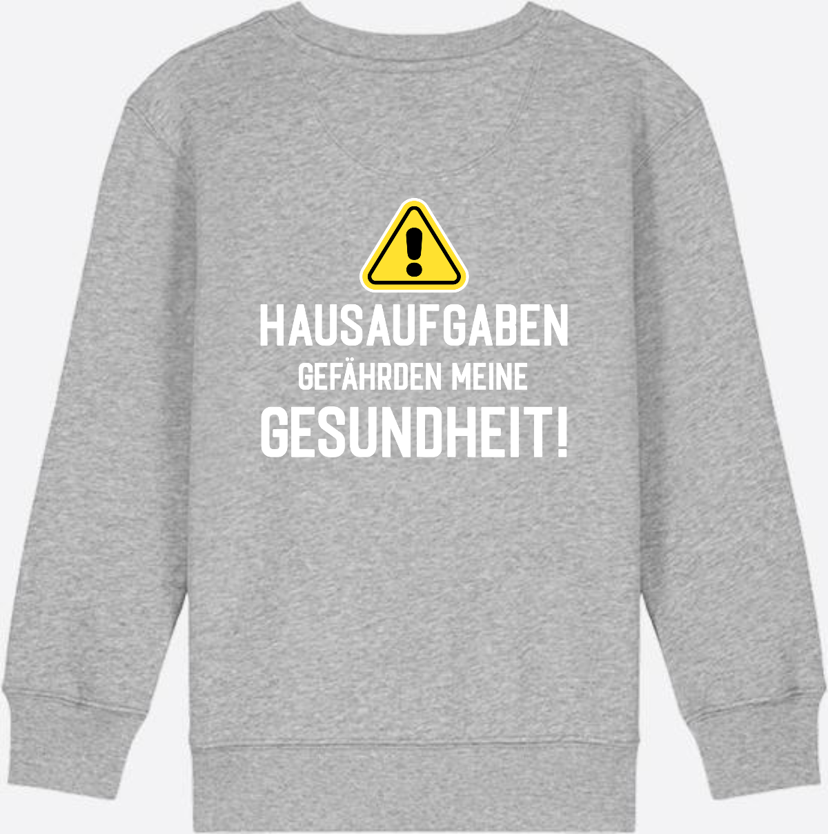 Kinder Sweatshirt Einschulung: Hausaufgaben Warnschild - Heather Grey
