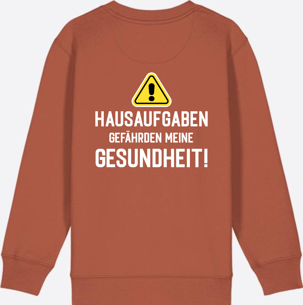Kinder Sweatshirt Einschulung: Hausaufgaben Warnschild - Heritage Brown