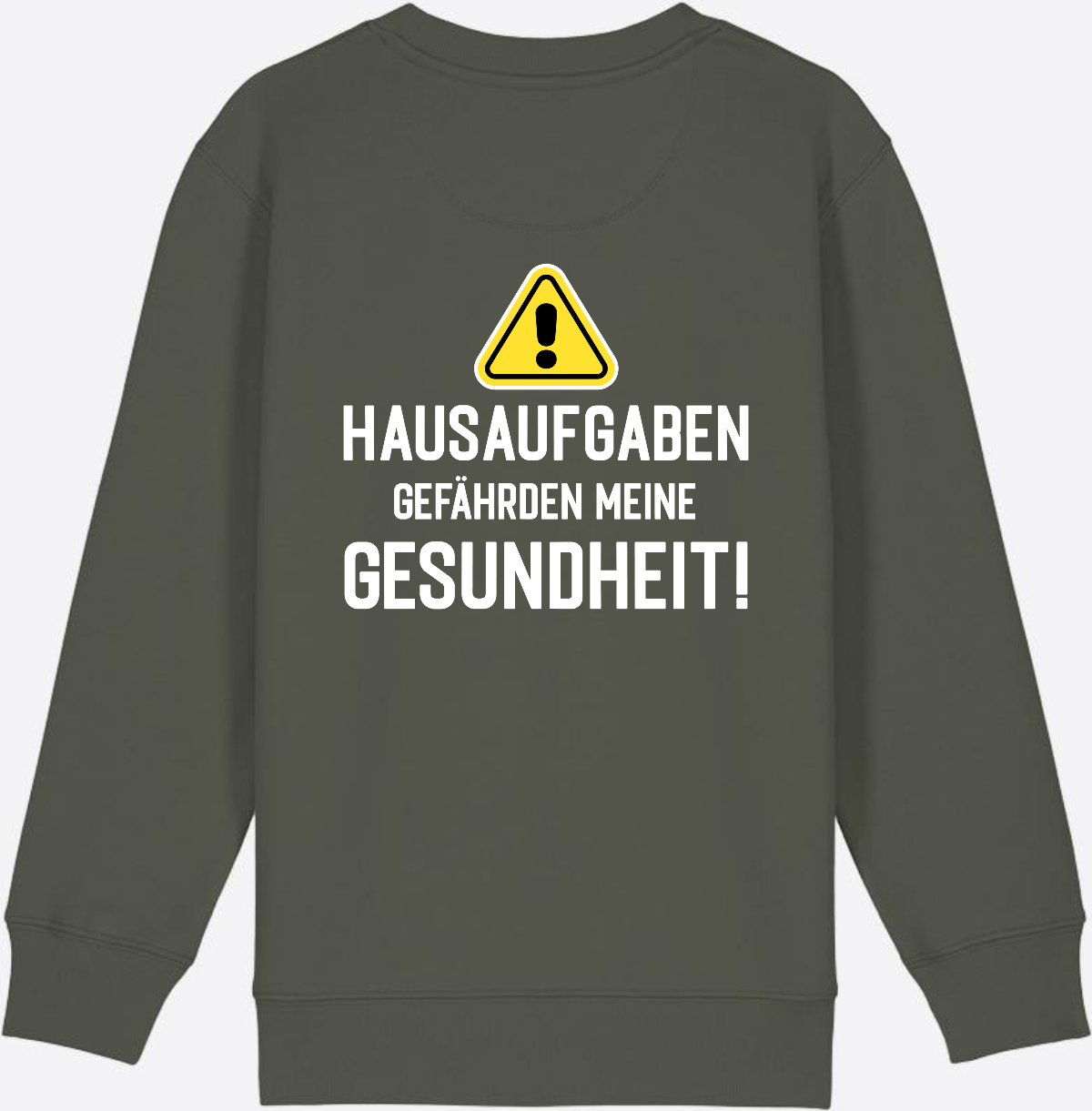 Kinder Sweatshirt Einschulung: Hausaufgaben Warnschild - Khaki