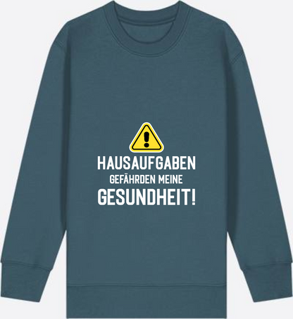 Kinder Sweatshirt Einschulung: Hausaufgaben Warnschild - Stargazer Herzseite