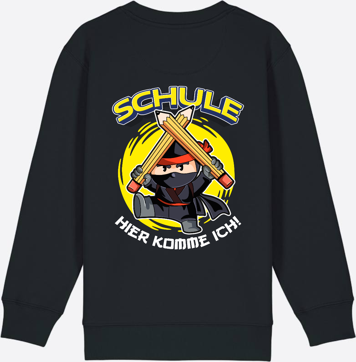 Kinder Sweatshirt Einschulung – Ninja: Schule hier komme ich - Black