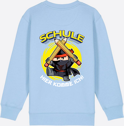 Kinder Sweatshirt Einschulung – Ninja: Schule hier komme ich - Blue Soul