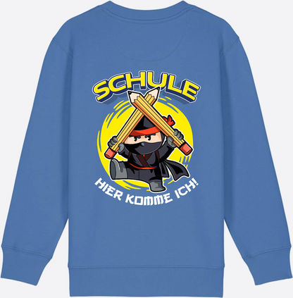 Kinder Sweatshirt Einschulung – Ninja: Schule hier komme ich - Bright Blue