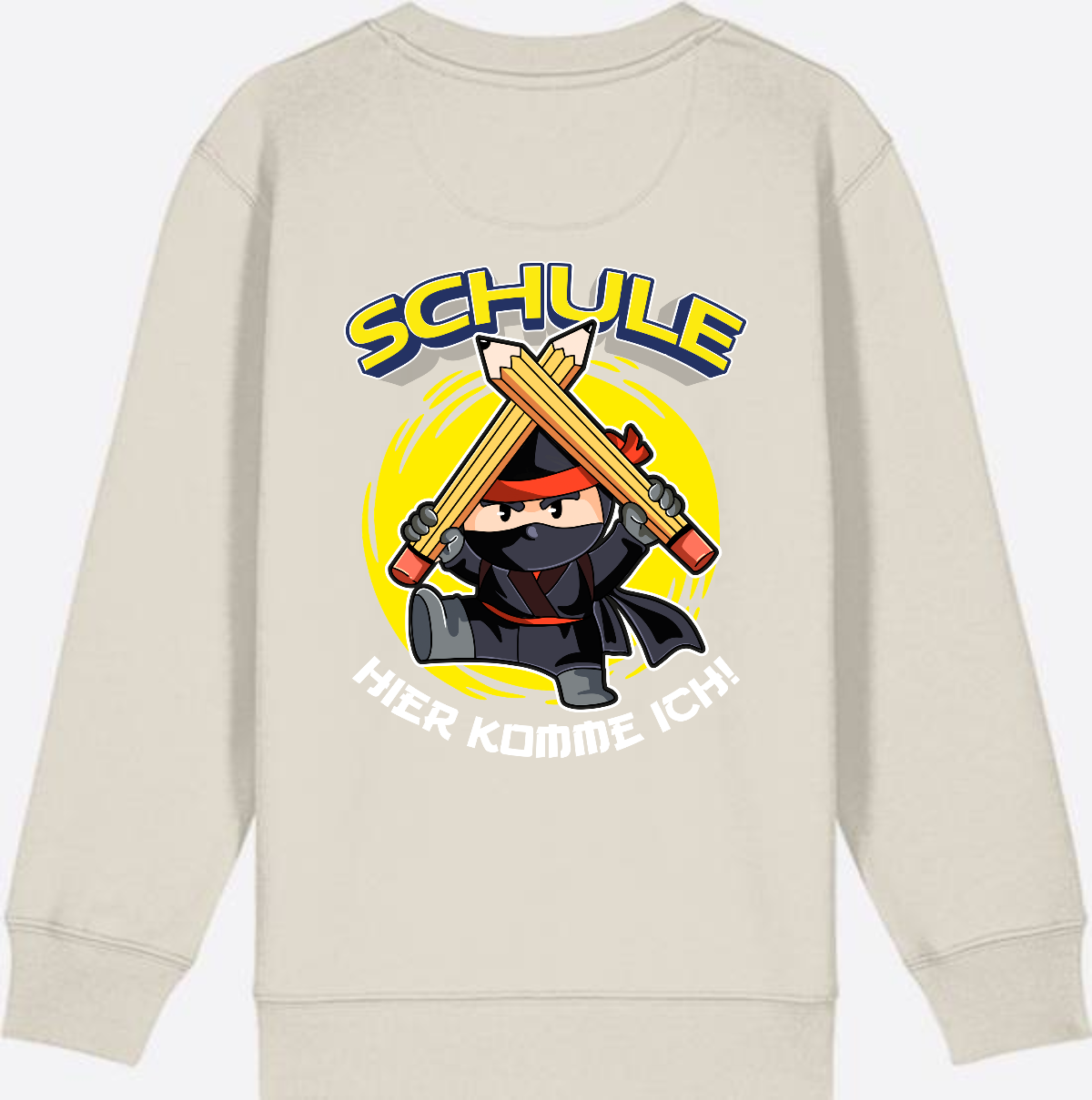 Kinder Sweatshirt Einschulung – Ninja: Schule hier komme ich - Eco Heather