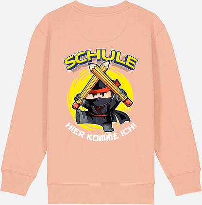 Kinder Sweatshirt Einschulung – Ninja: Schule hier komme ich - Fraiche Peche
