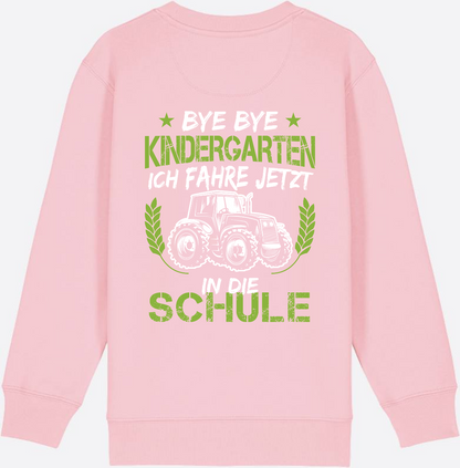Kinder Sweatshirt Einschulung Traktor: Bye Bye Kindergarten - Cotton Pink