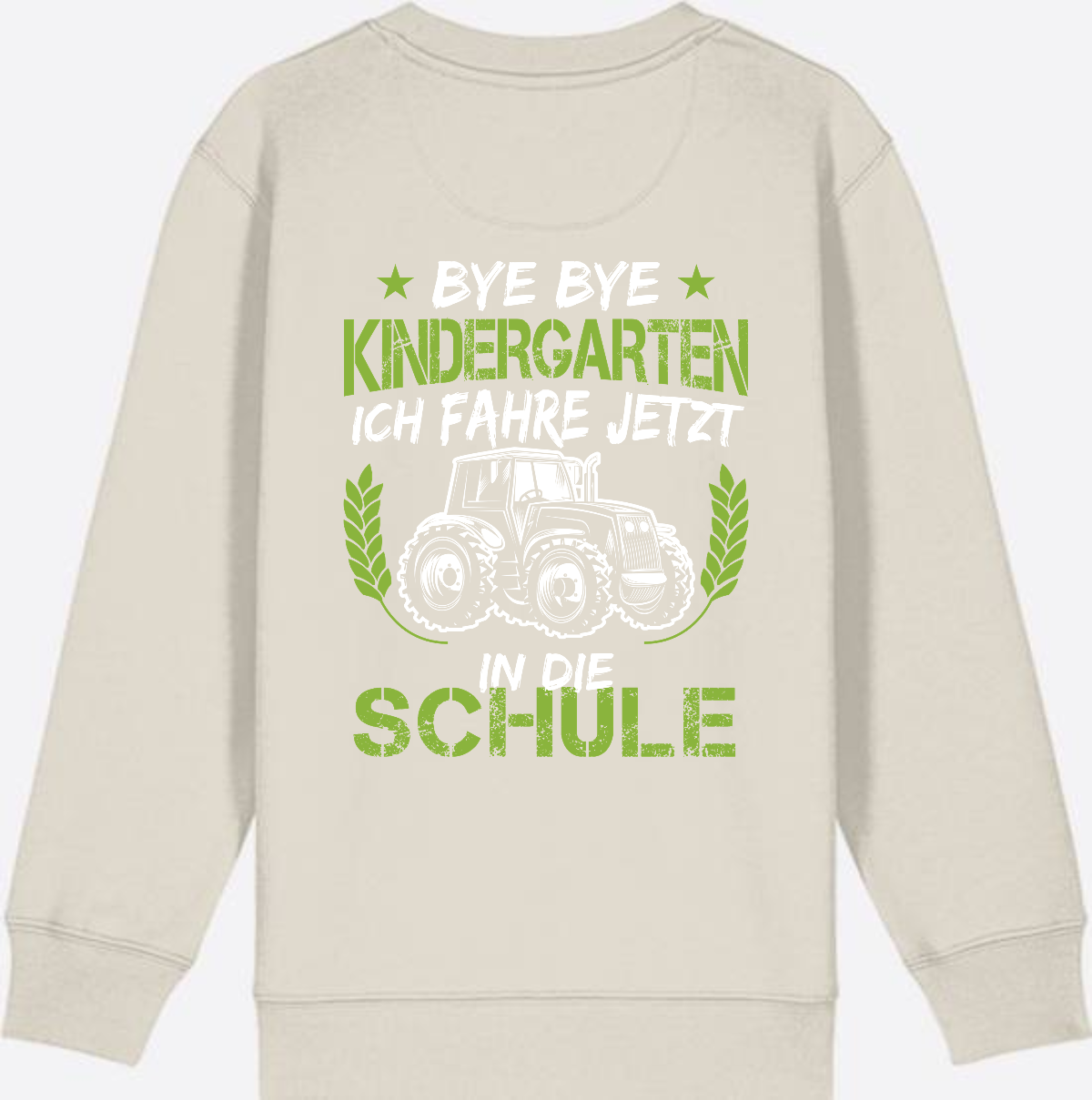 Kinder Sweatshirt Einschulung Traktor: Bye Bye Kindergarten - Eco Heather